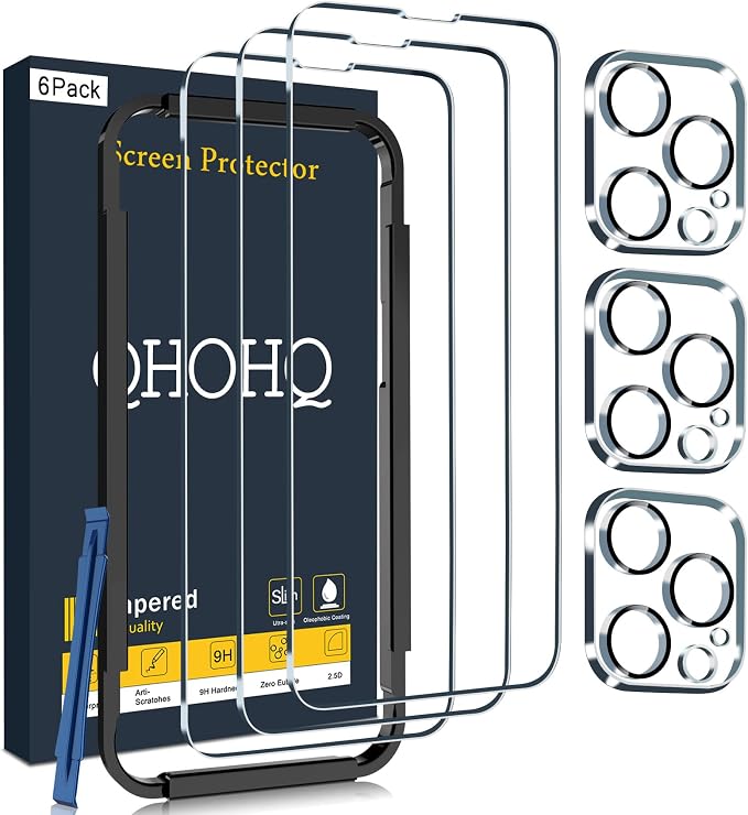 QHOHQ 3 Pack Screen Protector for iPhone 14 Pro 6.1 Inch by QHOHQ