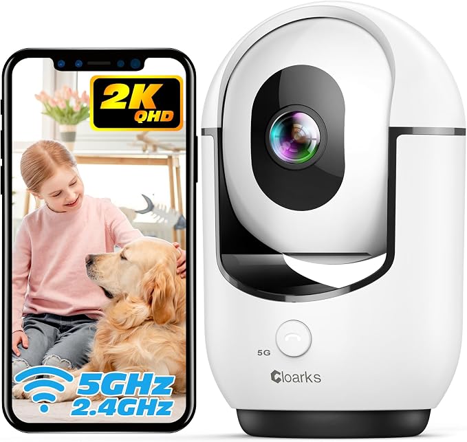 Cloarks 2K Indoor Camera, 5/2.4 GHz WiFi Pan/Tilt Security Camera by Cloarks
