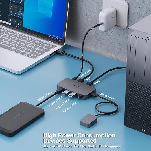 BENFEI USB 3.0 Switch, USB Switcher 2 Computers Share 3*USB 3.0 and 1*USB C - Image 2