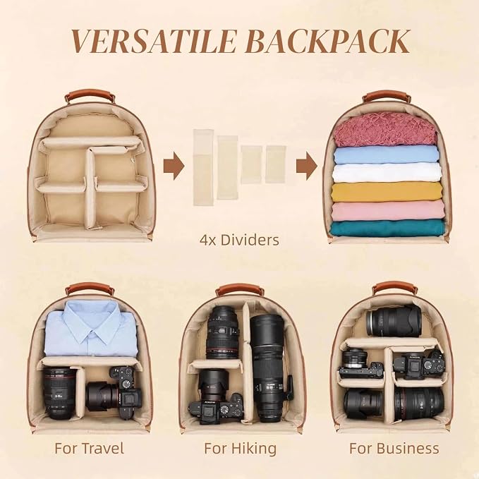 Small Camera Backpack, Classic PU Leather - Image 6