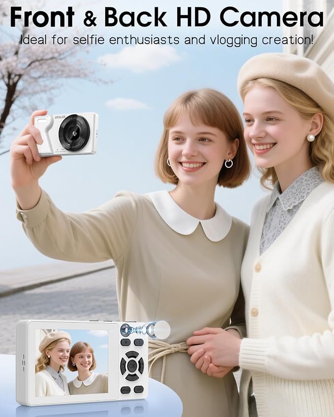 Digital Camera with Front Rear Lens, Autofocus 64MP 4K Camera - Image 2
