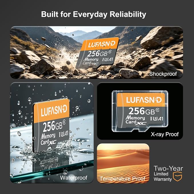 256GB Micro SD Card with Adapter, High Speed U3 C10 V30 SDXC Memory Card Up to - Image 6