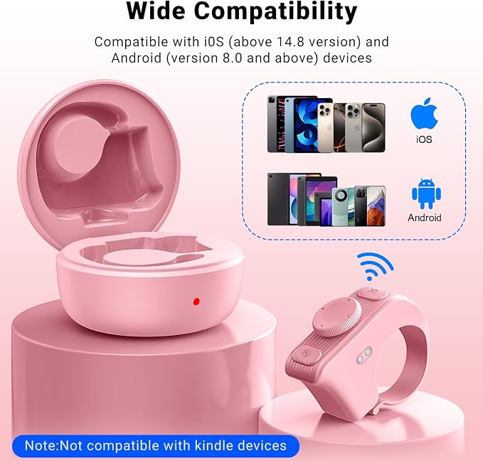 Remote Scrolling Ring for Tiktok, Page Turner for Kindle App, Tablet-Light Pink - Image 7