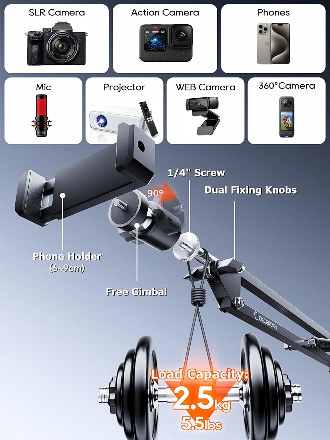 12'' Selfie Ring Light with Clamp Stand - Image 7