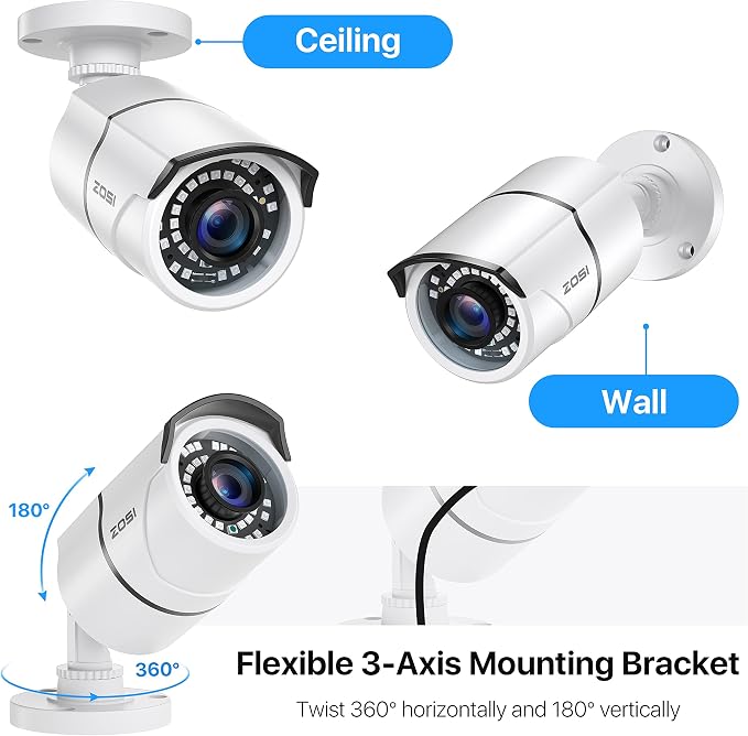 ZOSI 4 Pack 2MP 1080p HD-TVI Home Security Camera Outdoor Indoor 1920TVL - Image 7