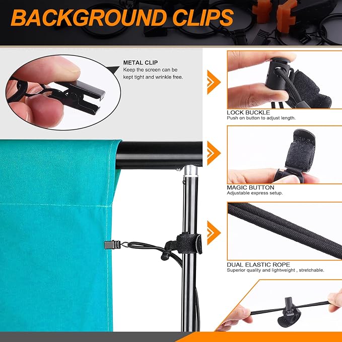 22Pcs Backdrop Kit with Clips, Rings & Spring Clamps - Image 5