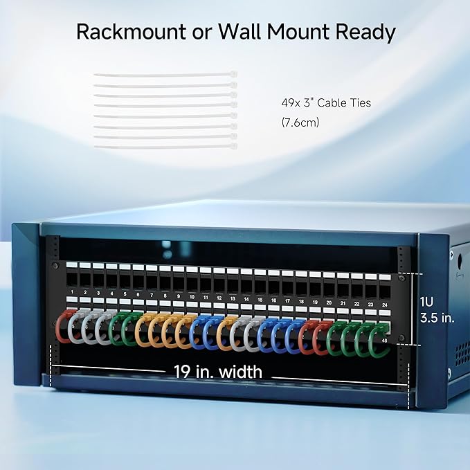 Cable Matters Rackmount or Wall Mount 2U 48 Port Keystone Patch Panel - Image 6