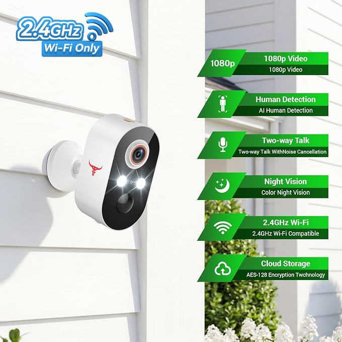 1080P Wireless Security Camera Outdoor, Battery Powered, 2.4G WiFi, Motion - Image 6