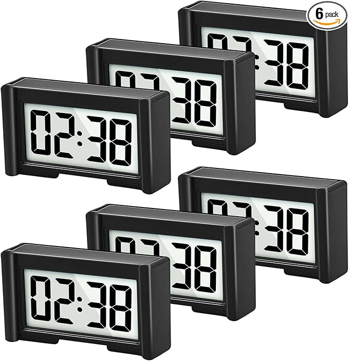 YOUNGFLY 6PCS Small Digital Clock, Vehicle Adhesive Clock by YOUNGFLY