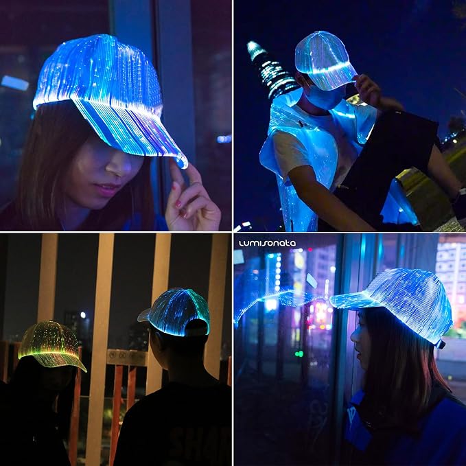 lumisonata LED Cap Fiber Optic Hat EDM Baseball Caps Light Up 7 Colors Glowing - Image 3