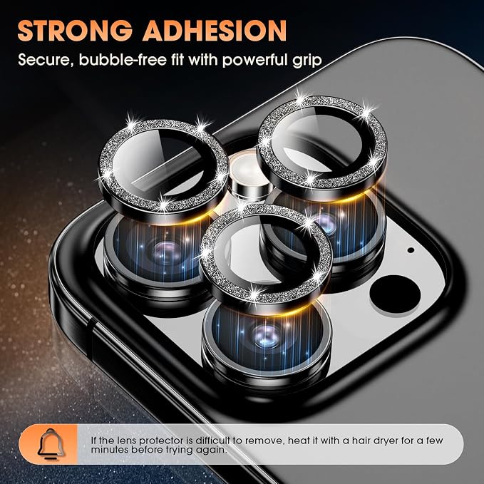 for iPhone 16 Pro/16 Pro Max Camera Lens Protector Bling Individual Metal - Image 4