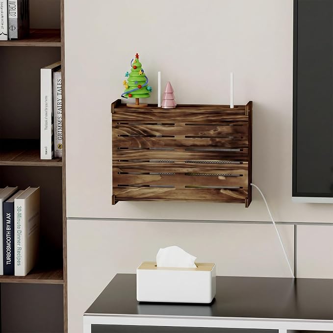 Wooden WiFi Router Storage Box Hider Shelf, Decorative Projector Box Hider Rack - Image 6
