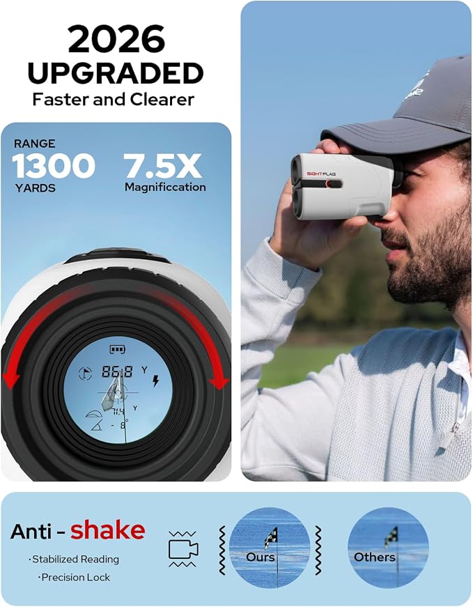 GF2 Golf Rangefinder with Slope, 1300 Yards Laser Range Finder, 7.5X - Image 3