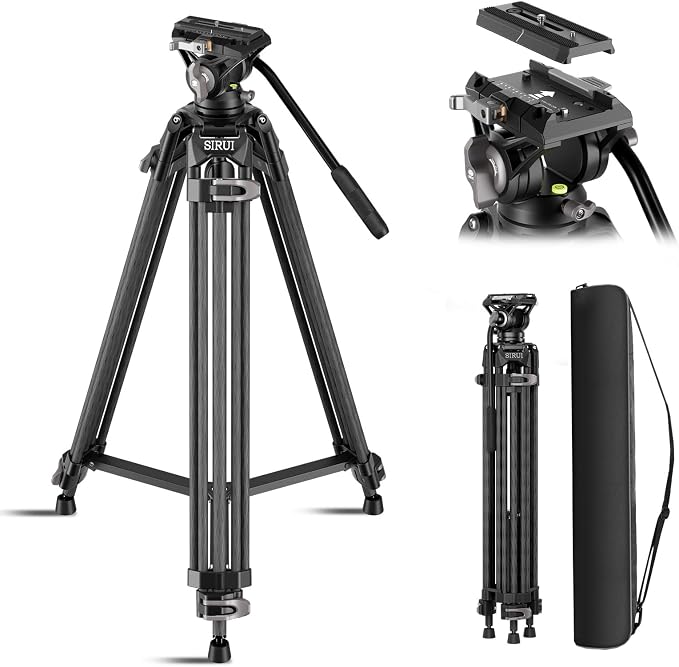 SIRUI Quick Release Carbon Fiber Video Tripod, Professional by SIRUI