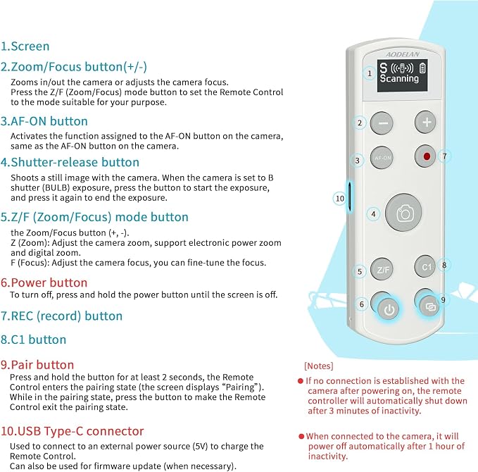 Remote Control for Sony Camera, USB-C Rechargeable Wireless Shutter Release - Image 7