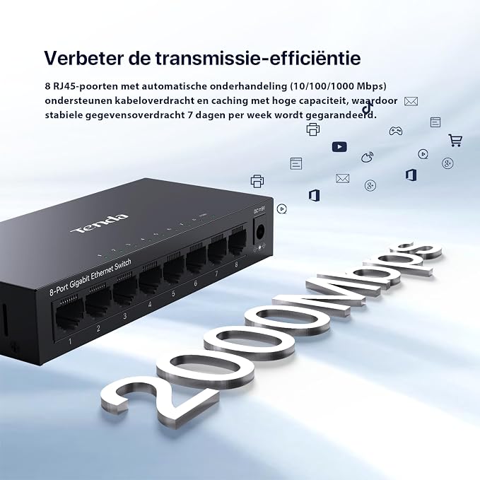 Tenda 8 Port Gigabit Switch, Unmanaged Network Switch, Ethernet Switch - Image 2