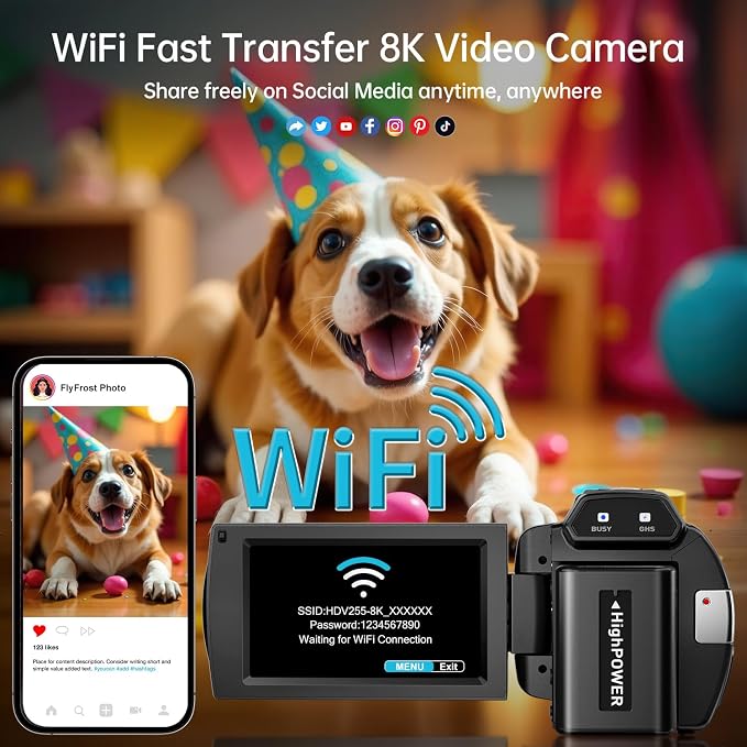 8K Video Camera Camcorder 88MP UHD WiFi Vlogging Cameras - Image 4