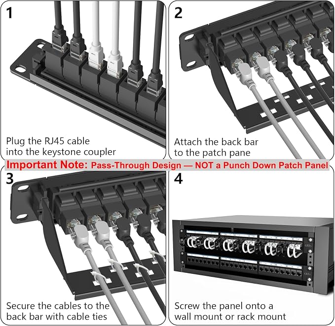 Jadaol 24 Port Patch Panel Rackmount or Wall Mount 19-Inch, 1U Cat 6 Network - Image 8