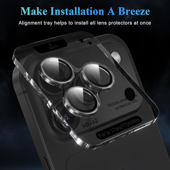 YWXTW Camera Lens Protector for iPhone 17 Pro/iPhone 17 Pro Max, Tempered Glass - Image 5