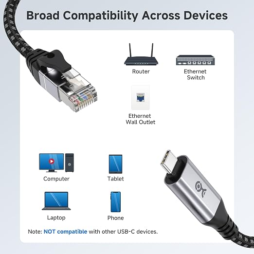Cable Matters Plug & Play Braided USB C to Ethernet Cable - 6ft - Image 7
