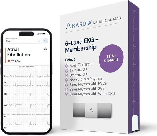 KardiaMobile 6L Max EKG Monitor, Includes One-Year KardiaCare Membership by AliveCor