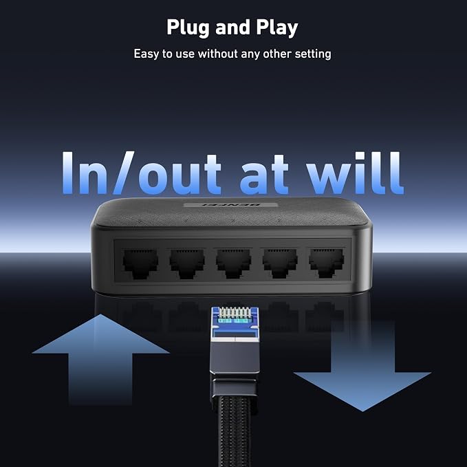 BENFEI 5-Port Gigabit Ethernet Switch, Wall Mount & Desktop Network Switch Hub - Image 4