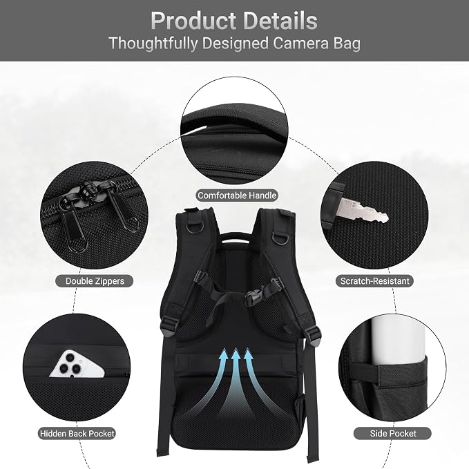 MOSISO Camera Backpack, DSLR/SLR/Mirrorless Photography Backpack, Camera Bag - Image 6