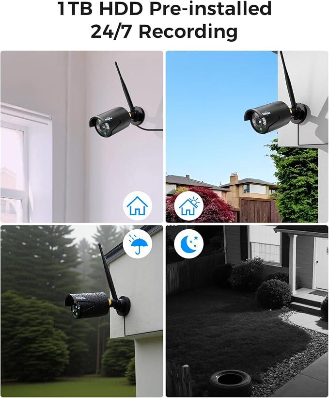 Hiseeu Home Security Camera System, 24/7 Recording Wired Plug-in Powered 4Pcs - Image 6