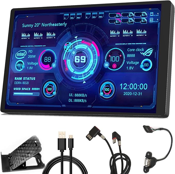WOWNOVA PC Temperature Display, Computer Temp Monitor, ARGB Case, IPS USB Mini by WOWNOVA
