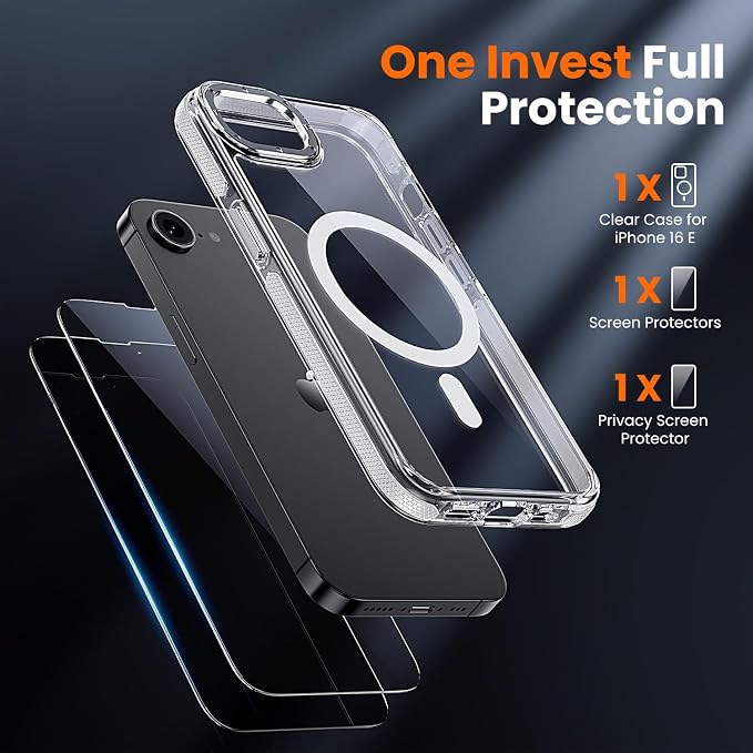 toushion 3 in 1 for iPhone 16E/17E Case Clear, Shockproof Guard Corners - Image 2