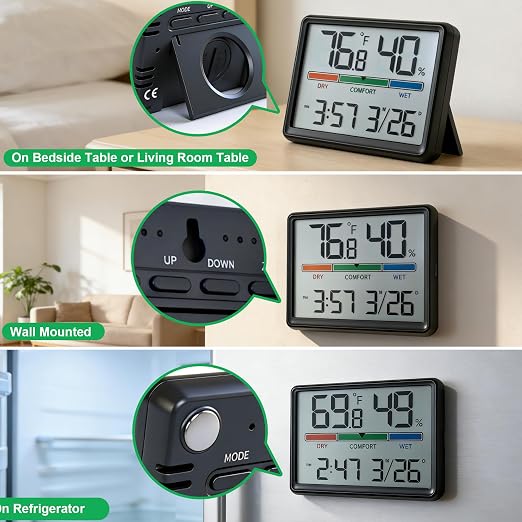Digital Hygrometer Indoor Thermometer, Clock - Image 5
