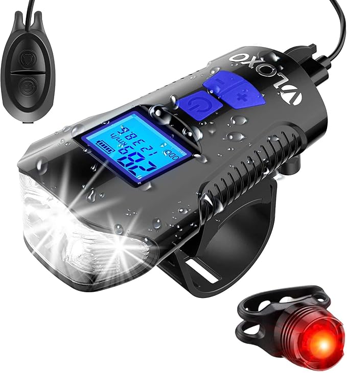 VLOXO Bike Speedometer with LED Bike Light, IP65 Waterproof Bicycle Odometer by VLOXO