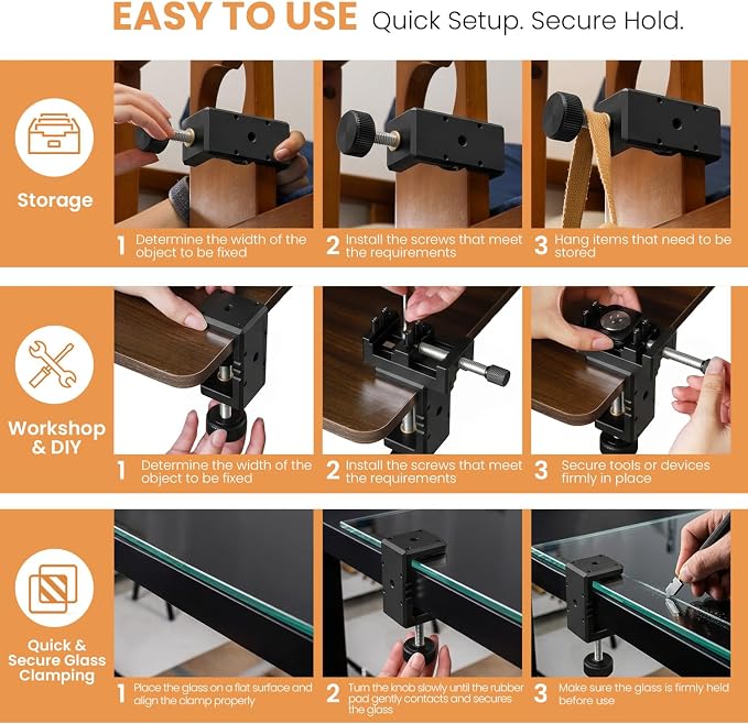Heavy Duty C Clamp & Desk Clamp, Aluminum Alloy Table Mount - Image 4