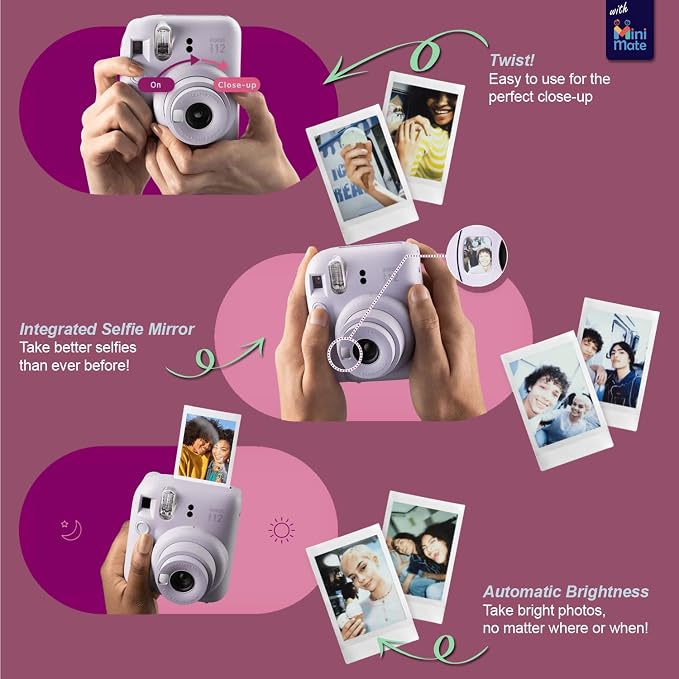 Fujifilm Instax Mini 12 Instant Camera + Minimate Custom Case + Fuji Instax - Image 3