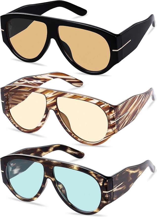 Oversized Retro Aviator Sunglasses by ymrfw
