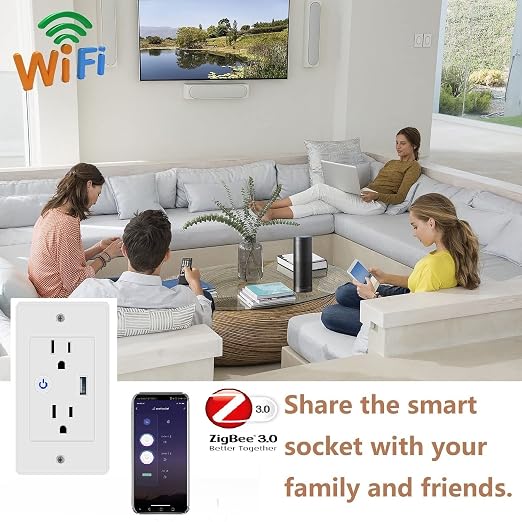 Jinvoo Zigbee Smart Wall Outlet, Requires Zigbee Hub, Compatible - Image 6