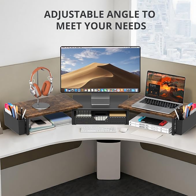 OPNICE Desk Organizers and Accessories, Dual Monitor Stand Riser - Image 5
