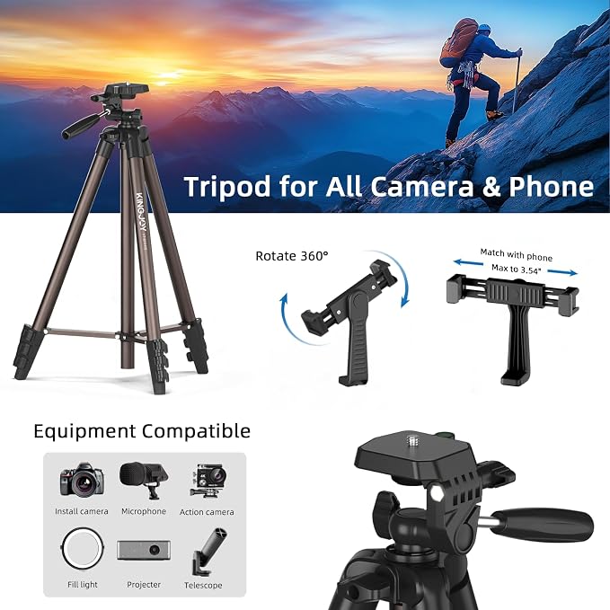 KINGJOY 71" Camera Tripod, Lightweight Travel Tripod - Image 7