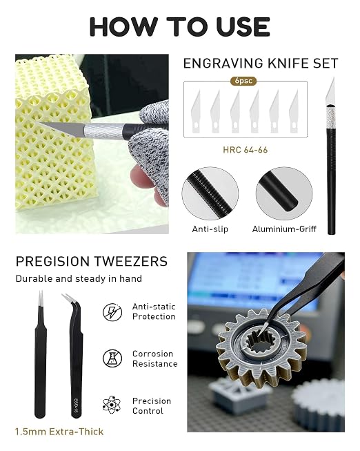 3D Printer Tools Kit, Deburring Tool, Brushes - Image 3