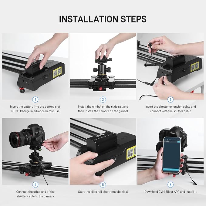 GVM 48"/120CM Carbon Fiber Motorized Camera Slider, Professional Camera Slider - Image 8