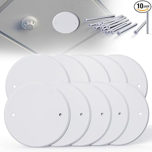 10 Pcs Smoke Detecte Cover Plate, 5 Inch Metal Round Blank Ceiling Cover Plate by Wuno