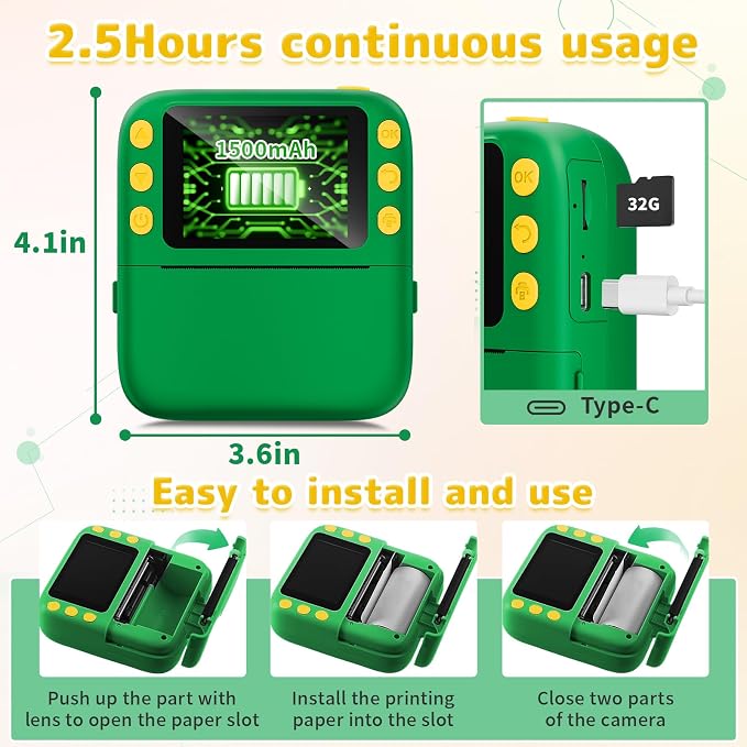 Instant Print Camera for Kids, Christmas Birthday Gifts for Girls Boys - Image 6