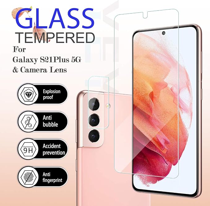 Galaxy S21 Plus HD Clear Tempered Glass Screen Protector + Camera Lens - Image 2