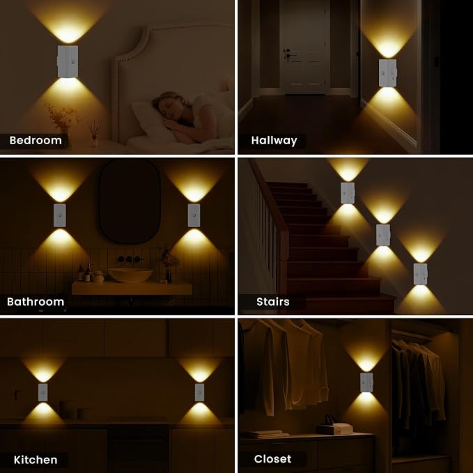 easuntec Rechargeable Motion Sensor Night Light Warm White, Wireless Dimmable - Image 6