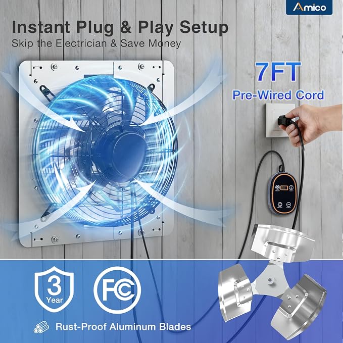 Amico 12" Smart Shutter Exhaust Fan - Image 7