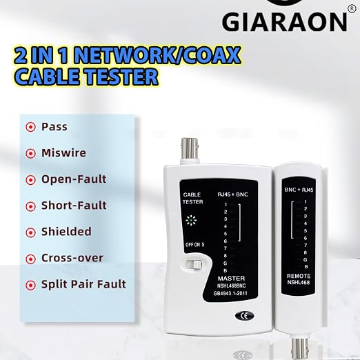 Coaxial Coax Cable Tester Portable BNC RJ59 RJ45 cat5 cat5e cat6 cat6a UTP Wire - Image 3