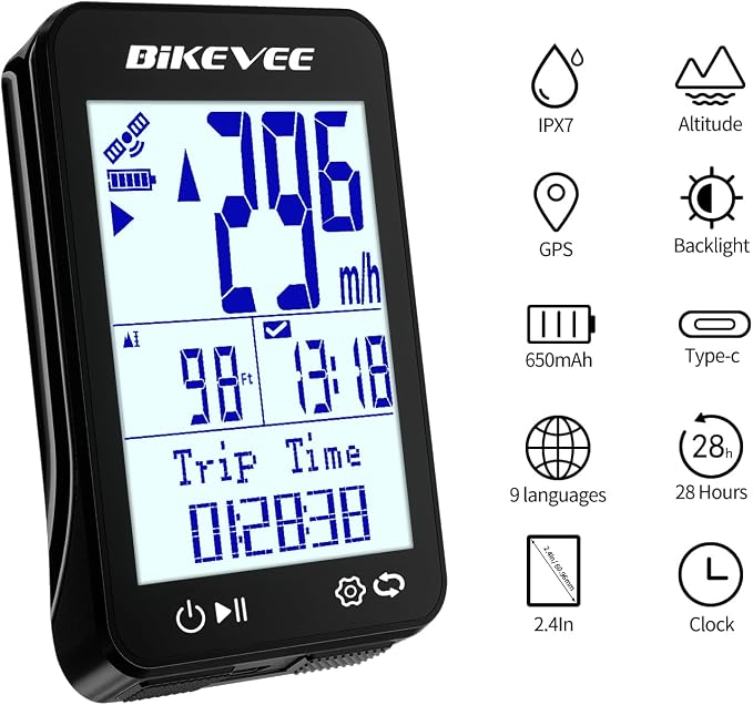GPS Bike Computer Wireless Bicycle Speedometer Odometer 9 Languages Auto - Image 8