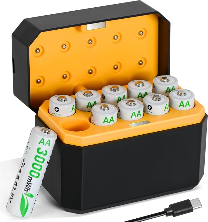 10-Pack Rechargeable AA Batteries Lithium by ALREYSUE