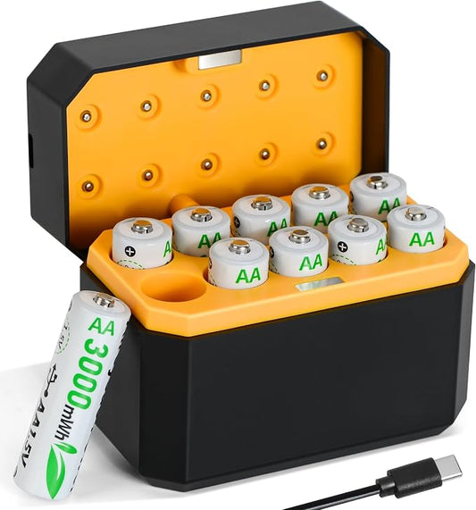 10-Pack Rechargeable AA Batteries Lithium by ALREYSUE