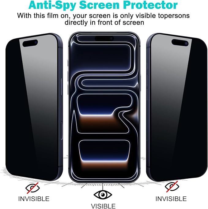 PEHAEL 3+3 Pack for iPhone 17 Pro Max Privacy Screen Protector - Image 4